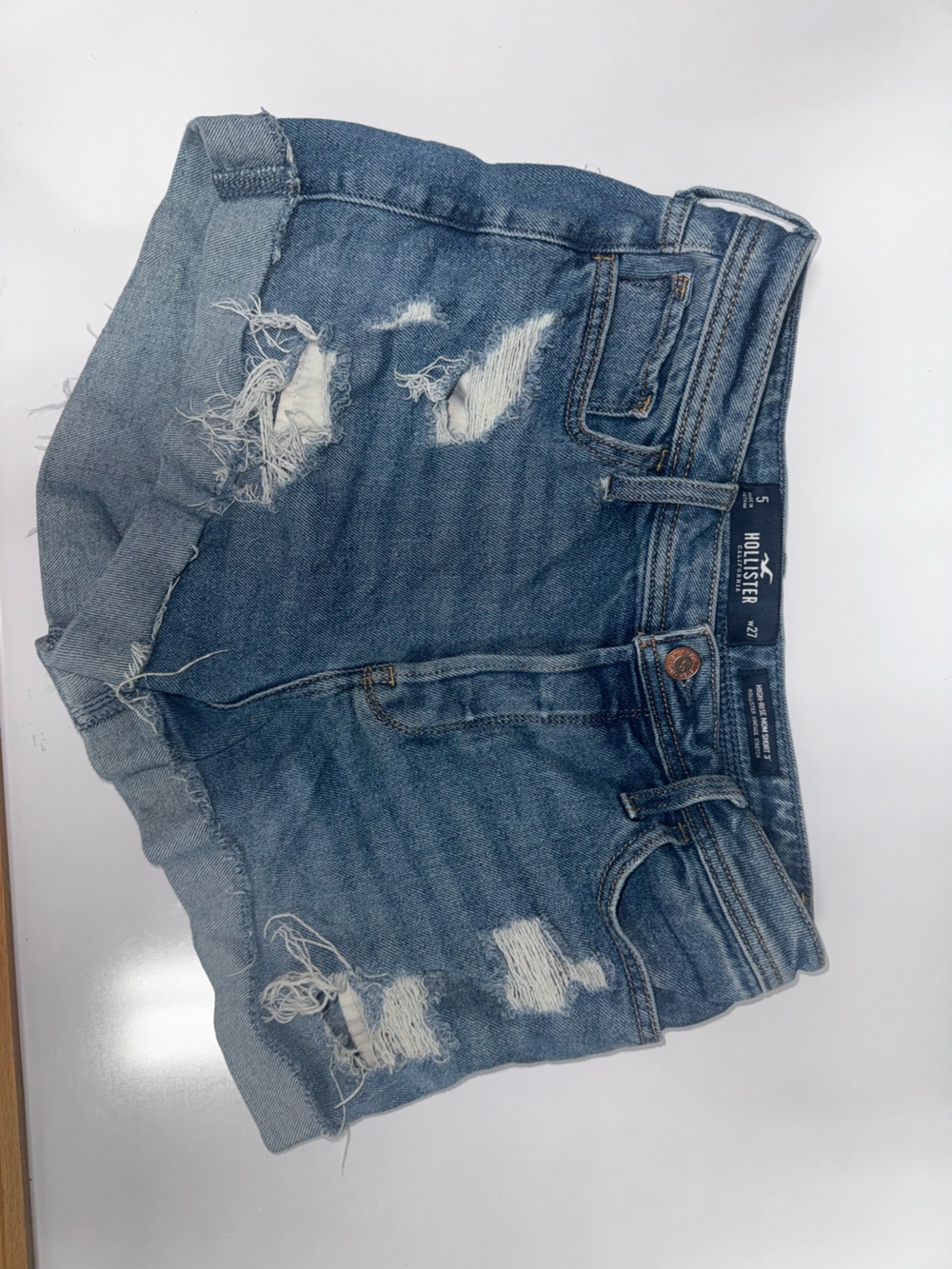Hollister Women's Light Blue Distressed Boyfriend Jeans